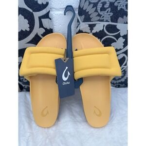 NWT OluKai Sunbeam Beach/Pool Slide Sandals Yellow Solar Glow US W9 EUR 39